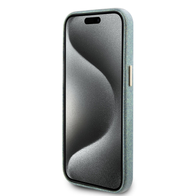iPhone 15 / 14 / 13 khaki Glitter Glossy Script GUESS nugarėlė 1