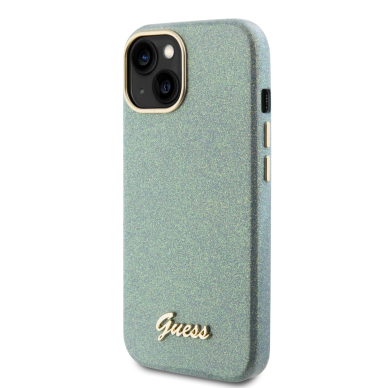 iPhone 15 / 14 / 13 khaki Glitter Glossy Script GUESS nugarėlė 3