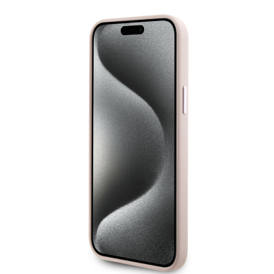 iPhone 15 / 14 / 13 pink Silicone Metal PIN KARL LAGERFELD nugarėlė 4