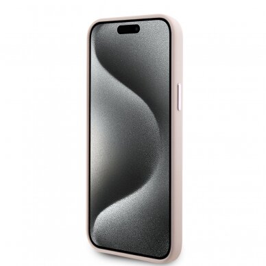 iPhone 15 / 14 / 13 pink Silicone Metal PIN KARL LAGERFELD nugarėlė 4