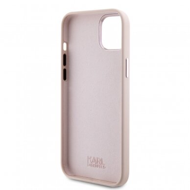 iPhone 15 / 14 / 13 pink Silicone Metal PIN KARL LAGERFELD nugarėlė 6