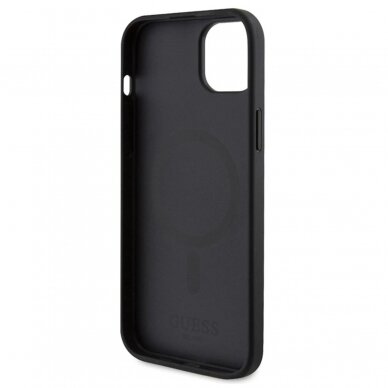 iPhone 15 PLUS black Saffiano MagSafe GUESS nugarėlė 4