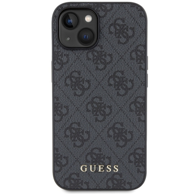 iPhone 15 PLUS grey Metal Gold Logo GUESS nugarėlė 10