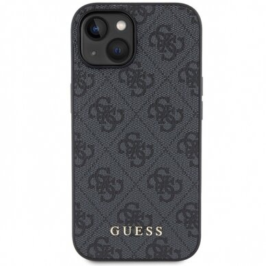 iPhone 15 PLUS grey Metal Gold Logo GUESS nugarėlė 10