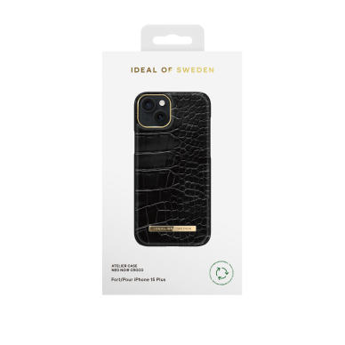 iPhone 15 PLUS iDeal Of Sweden nugarėlė Neo Noir Croco 2