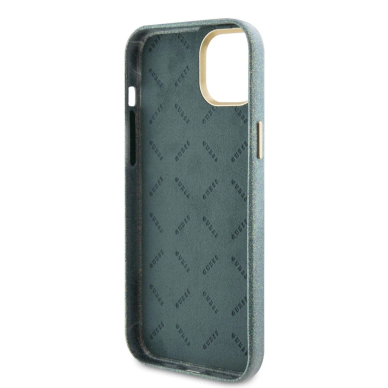 iPhone 15 PLUS khaki Glitter Glossy Script GUESS nugarėlė 4