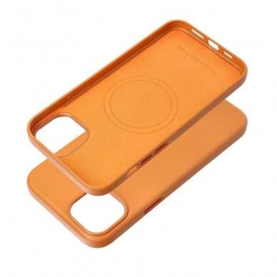 iPhone 15 PLUS orange MagLeather MagSafe nugarėlė 11
