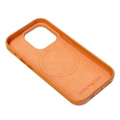iPhone 15 PLUS orange MagLeather MagSafe nugarėlė 1