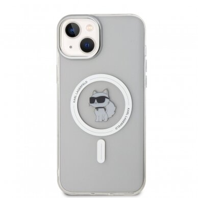 iPhone 15 PLUS transparent MagSafe Choupette IML KARL LAGERFELD nugarėlė 2