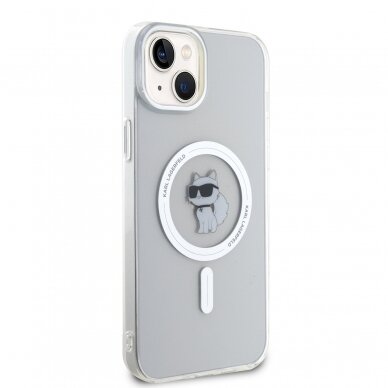iPhone 15 PLUS transparent MagSafe Choupette IML KARL LAGERFELD nugarėlė 3