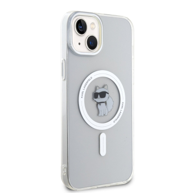 iPhone 15 PLUS transparent MagSafe Choupette IML KARL LAGERFELD nugarėlė 3