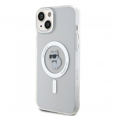 iPhone 15 PLUS transparent MagSafe Choupette IML KARL LAGERFELD nugarėlė 1