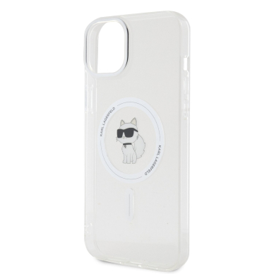 iPhone 15 PLUS transparent MagSafe Choupette IML KARL LAGERFELD nugarėlė 5