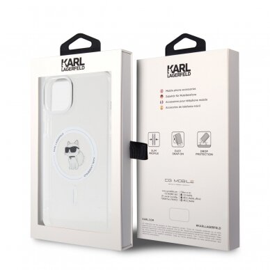 iPhone 15 PLUS transparent MagSafe Choupette IML KARL LAGERFELD nugarėlė 7