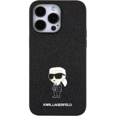 iPhone 15 PRO black Glitter Fixed Metal Ikonik IML KARL LAGERFELD nugarėlė 2