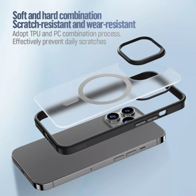 iPhone 15 PRO black Magsafe FROSTED ANTI-DROP nugarėlė 4