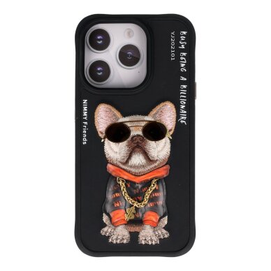 iPhone 15 PRO black NIMMY Bulldog with Glasses nugarėlė