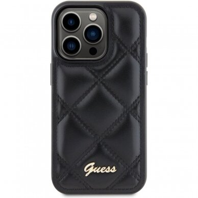 iPhone 15 PRO black PU Quilted Metal Logo GUESS nugarėlė 1