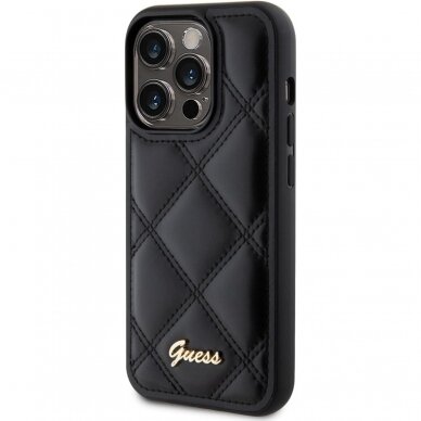 iPhone 15 PRO black PU Quilted Metal Logo GUESS nugarėlė 2