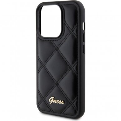 iPhone 15 PRO black PU Quilted Metal Logo GUESS nugarėlė 4