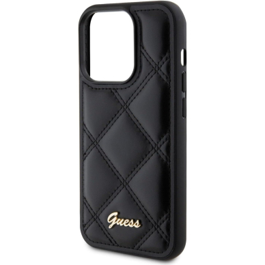 iPhone 15 PRO black PU Quilted Metal Logo GUESS nugarėlė 4