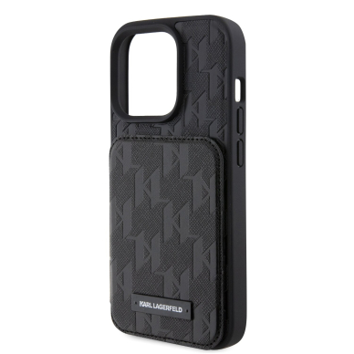 iPhone 15 PRO black Saffiano Cardslots and Stand Monogram KARL LAGERFELD nugarėlė 6