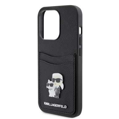 iPhone 15 PRO black Saffiano Cardslots Metal PIN KARL LAGERFELD nugarėlė 5