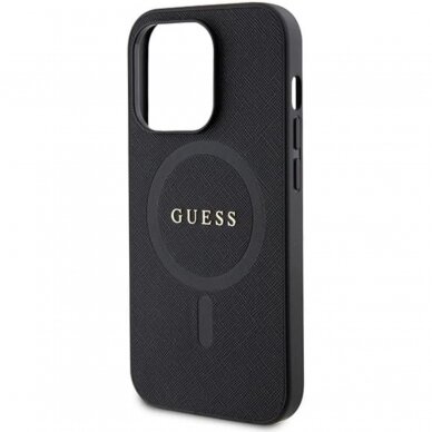 iPhone 15 PRO black Saffiano MagSafe GUESS nugarėlė 4