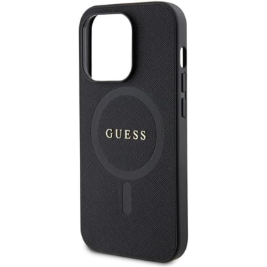 iPhone 15 PRO black Saffiano MagSafe GUESS nugarėlė 4