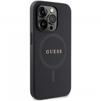iPhone 15 PRO black Saffiano MagSafe GUESS nugarėlė 5
