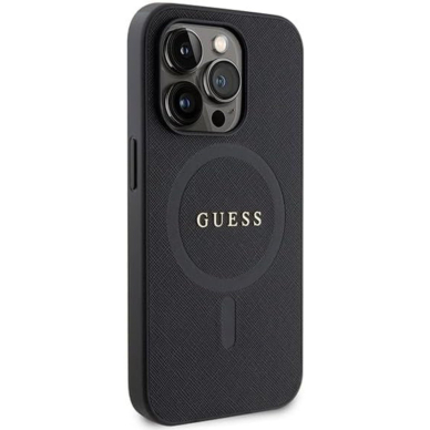 iPhone 15 PRO black Saffiano MagSafe GUESS nugarėlė 5