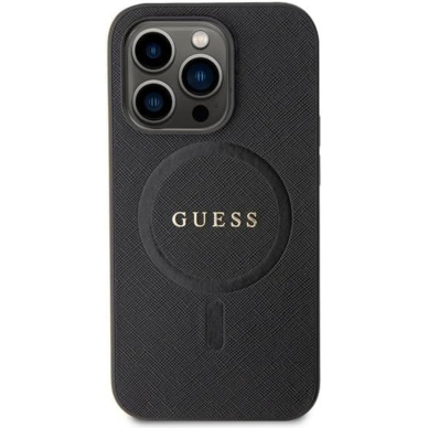 iPhone 15 PRO black Saffiano MagSafe GUESS nugarėlė 6