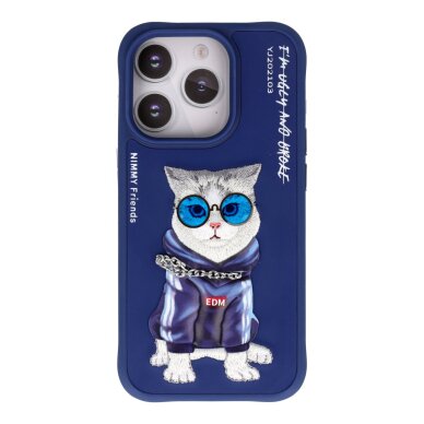 iPhone 15 PRO dark blue NIMMY Cat with Glasses 3.0 nugarėlė iPhone 15 PRO dark blue NIMMY Cat with Glasses 3.0 nugarėlė