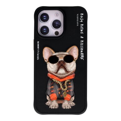 iPhone 15 PRO MAX black NIMMY Bulldog with Glasses nugarėlė