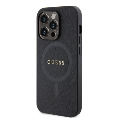 iPhone 15 PRO MAX black Saffiano MagSafe GUESS nugarėlė 2