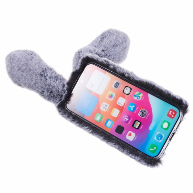 iPhone 15 PRO MAX dark grey nugarėlė Fluffy rabbit 3