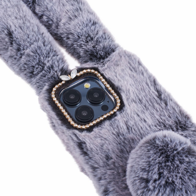 iPhone 15 PRO MAX dark grey nugarėlė Fluffy rabbit 5
