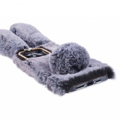 iPhone 15 PRO MAX dark grey nugarėlė Fluffy rabbit 7