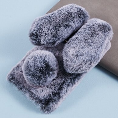 iPhone 15 PRO MAX dark grey nugarėlė Fluffy rabbit 8