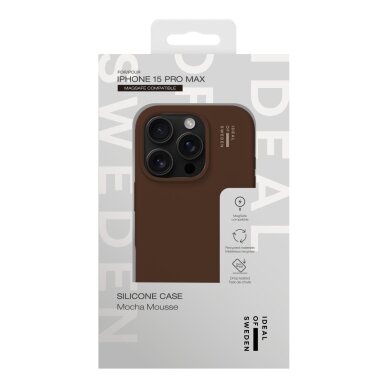 iPhone 15 PRO MAX iDeal Of Sweden nugarėlė MagSafe Silicone Mocha Mousse 4