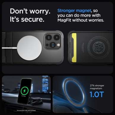 iPhone 15 PRO MAX juoda SPIGEN RUGGED ARMOR MagSafe nugarėlė 11