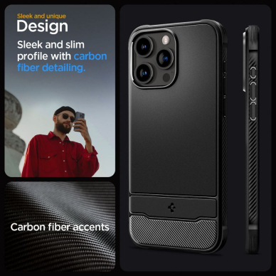 iPhone 15 PRO MAX juoda SPIGEN RUGGED ARMOR MagSafe nugarėlė 9