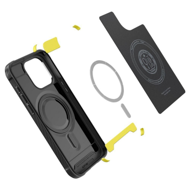 iPhone 15 PRO MAX juoda SPIGEN RUGGED ARMOR MagSafe nugarėlė 8