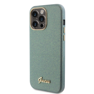 iPhone 15 PRO MAX khaki Glitter Glossy Script GUESS nugarėlė 2