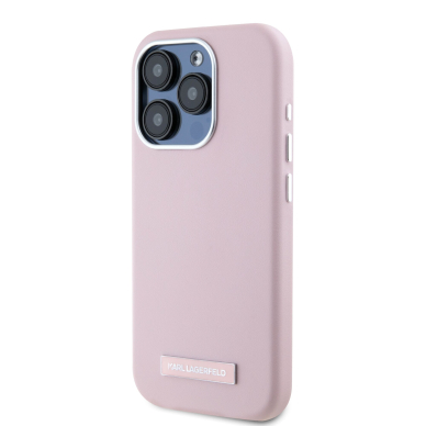 iPhone 15 PRO MAX pink Magsafe PU FW Metal Plate KARL LAGERFELD nugarėlė 1