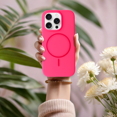 iPhone 15 PRO MAX pink SLIM SILICONE MagSafe nugarėlė 6