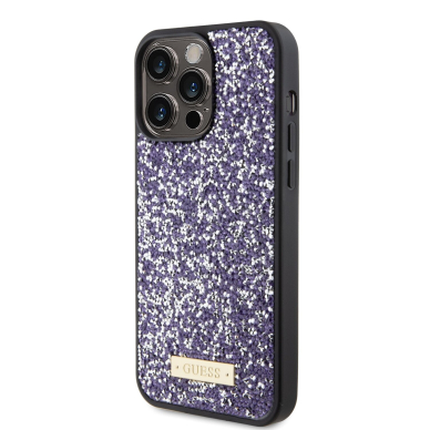 iPhone 15 PRO MAX purple Rhinestone Metal Logo GUESS nugarėlė 7