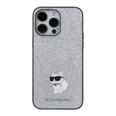 iPhone 15 PRO MAX silver Fixed Glitter Metal PIN KARL LAGERFELD nugarėlė 2