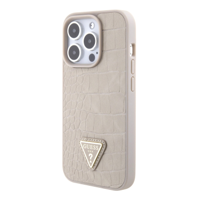 iPhone 15 PRO MAX taupe PU Leather Croco Logo Bundle Charm GUESS nugarėlė 1