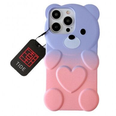 iPhone 15 PRO MAX Tracy nugarėlė 3D Bear Purple/Pink
